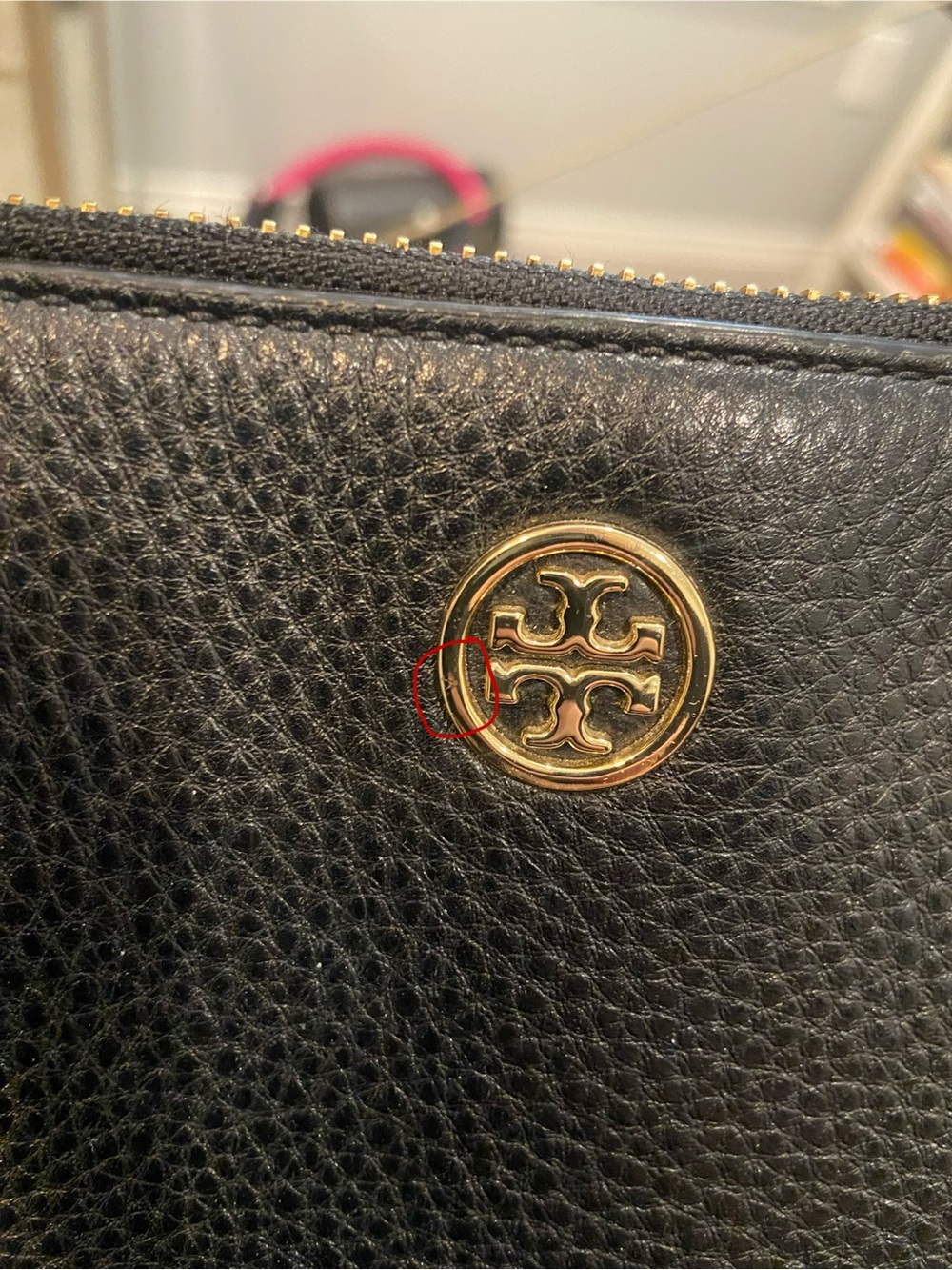Tory Burch Robinson Black Pebbled Leather Double Zip Tote Satchel Bag - Picture 5 of 16